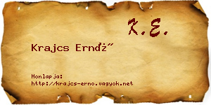 Krajcs Ernő névjegykártya